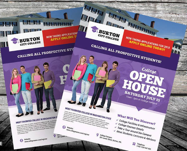 college open house party flyer