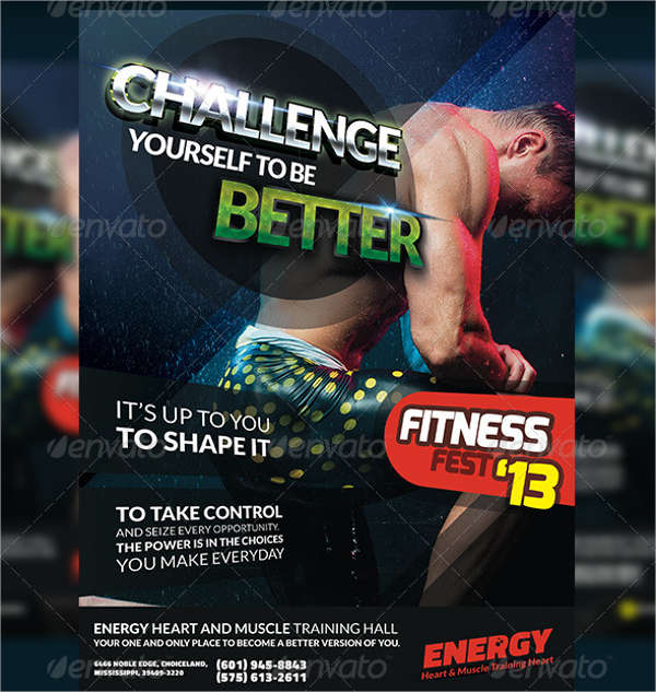 challenge fitness flyer psd