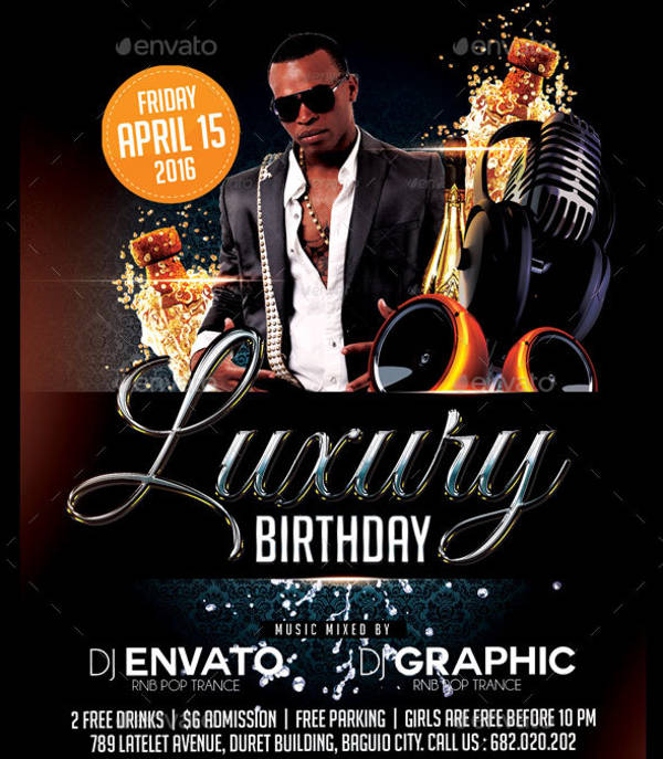 luxury birthday party flyer