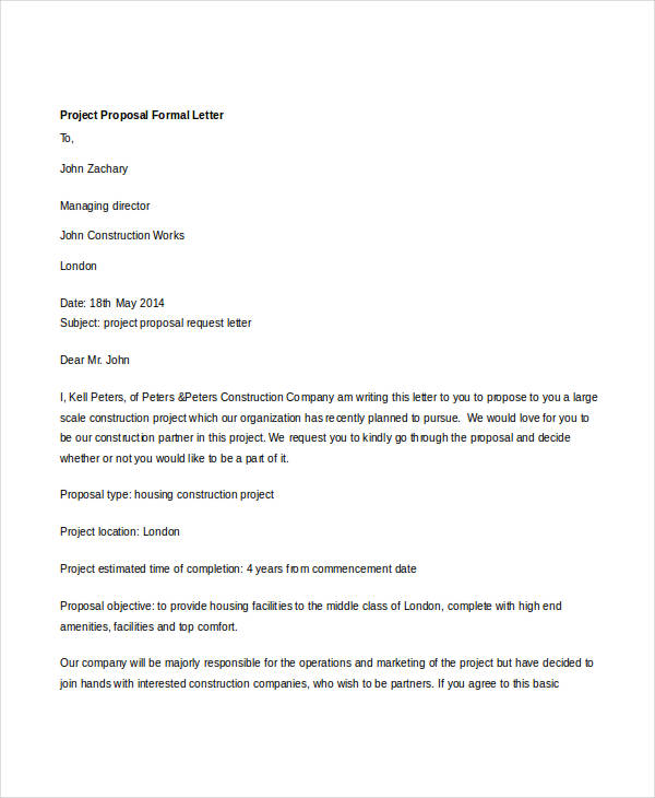 project proposal formal letter