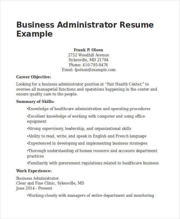 20+ Business Resume Templates - PDF, DOC