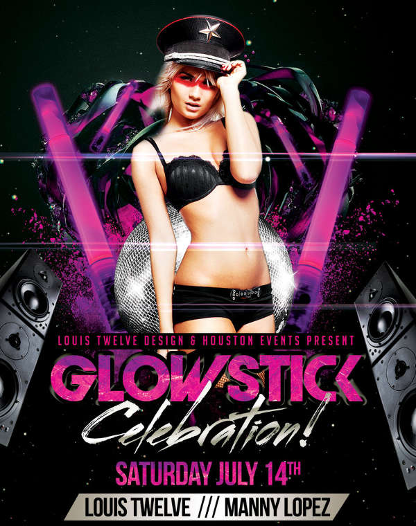 glow stick party flyer