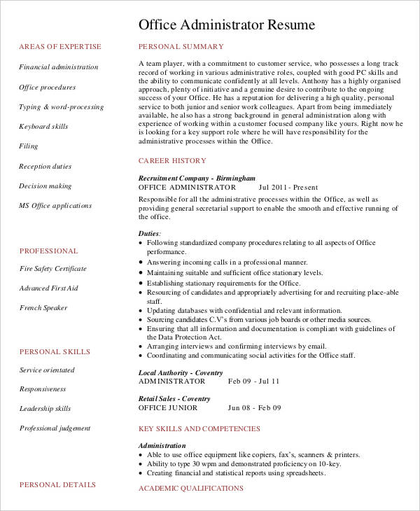 50+ Administration Resume Samples - PDF, DOC