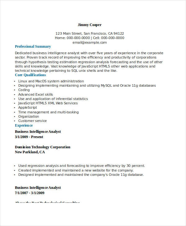 22 business resume templates free word pdf documents download free