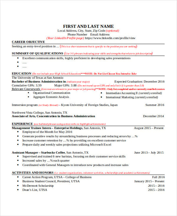 free professional business resume
