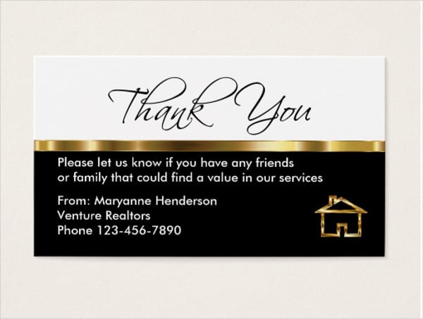 business realtor thank you card
