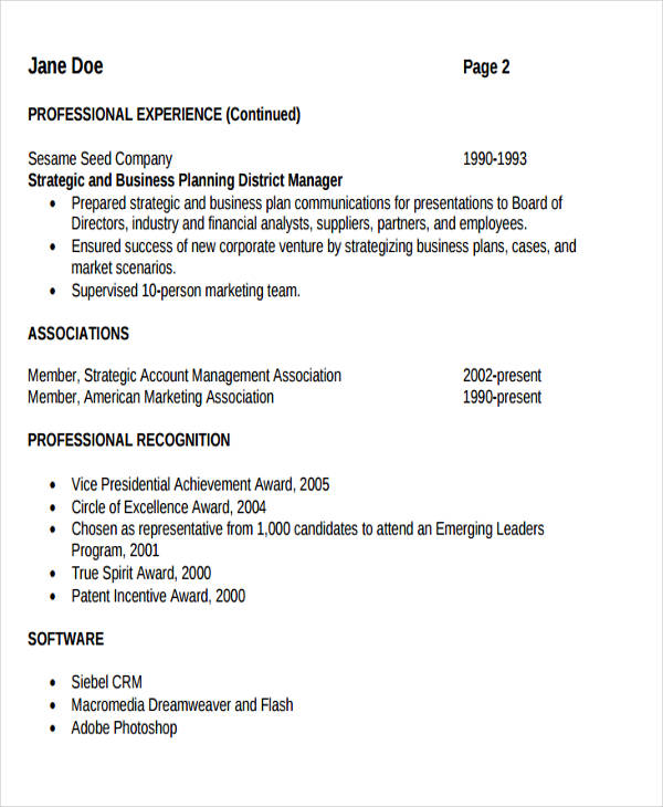business resume template word
