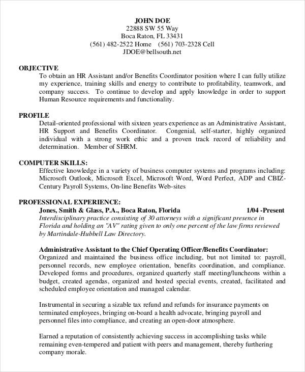 office administration resume in pdf