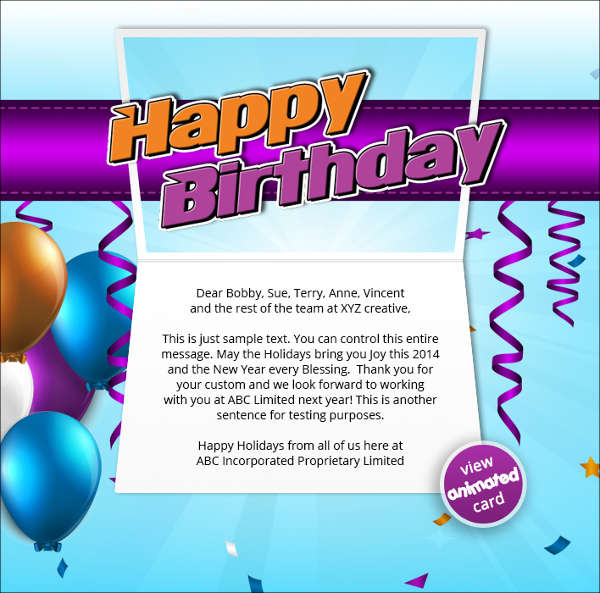 business email birthday card