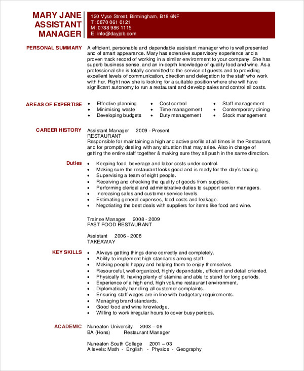 Manager Resume sample Template - 48+ Free Word, PDF Documents Download ...