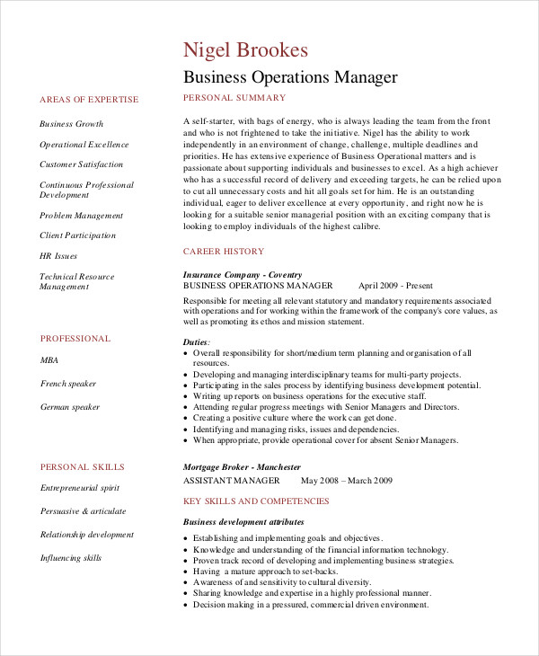 Manager Resume sample Template - 48+ Free Word, PDF Documents Download