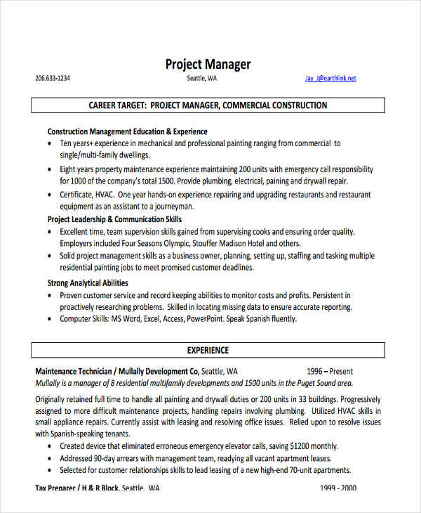 32+ Manager Resume Templates - PDF, DOC