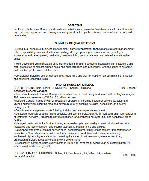 52+ Professional Manager Resumes - PDF, DOC