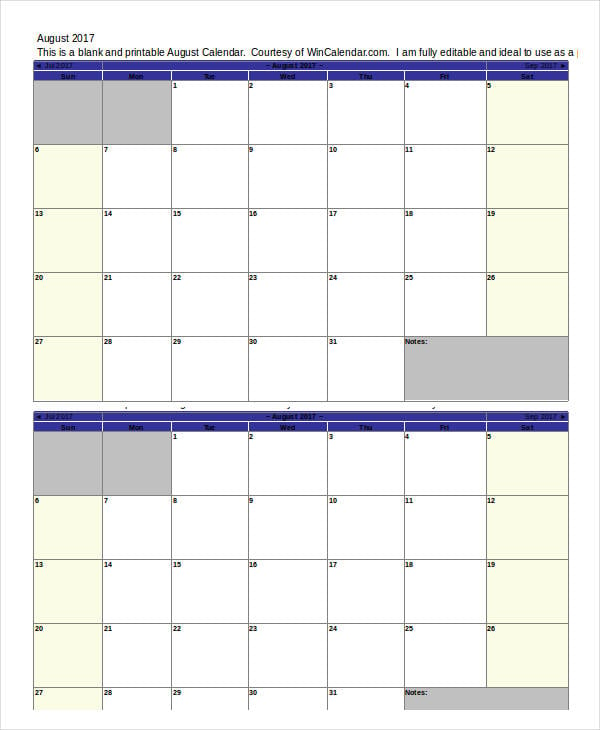 free daily calendar template