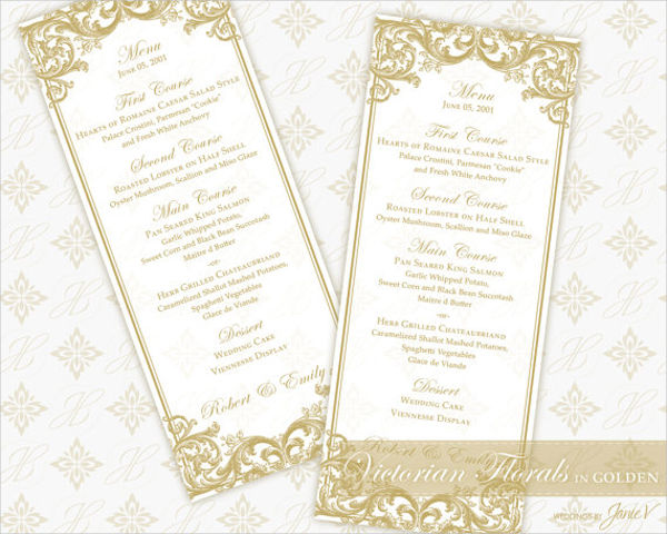 diy printable wedding menu