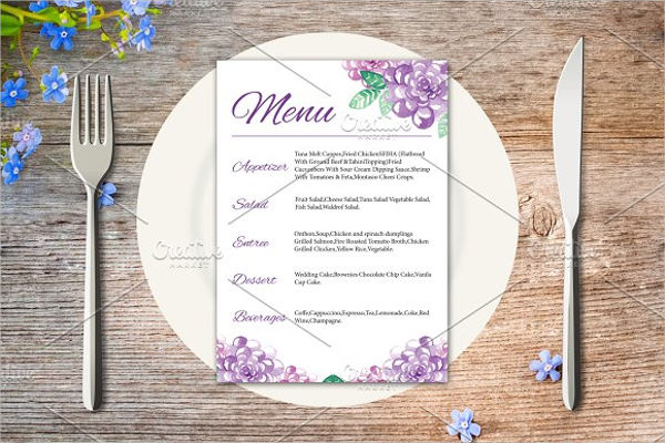 printable wedding menu card