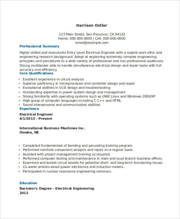 Free Engineering Resume Templates - 49+ Free Word, PDF Documents Download