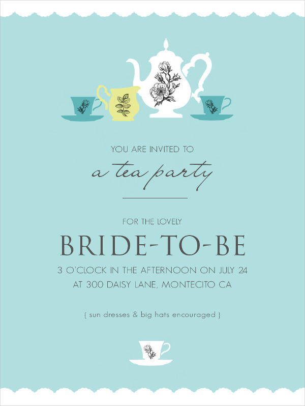 tea party menu invitation design
