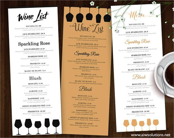 wine bar menu design
