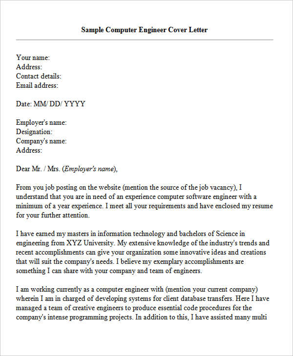 Computer engineering resume cover letter 3l