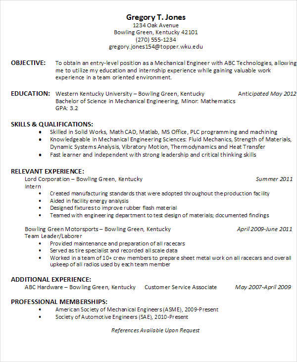 best engineering resume format pdf
