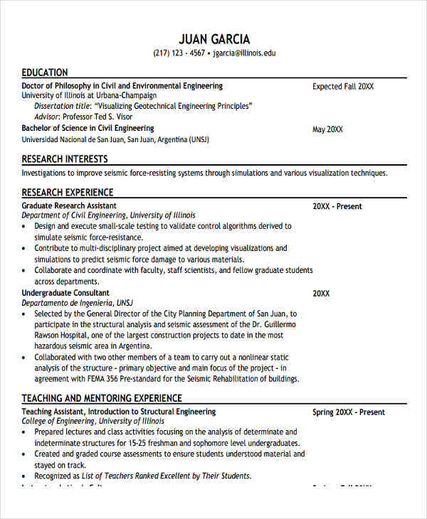 engineering job resume sample