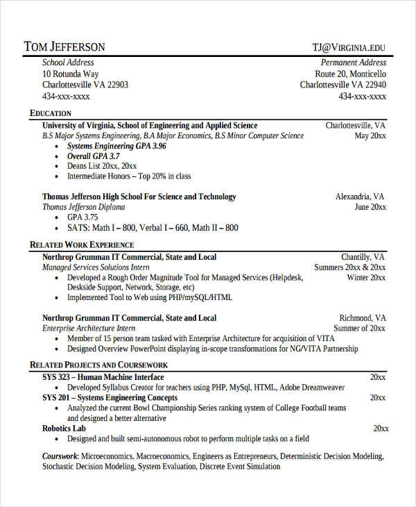 computer engineering job resume