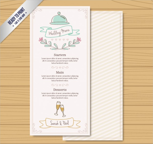 wedding food menu card