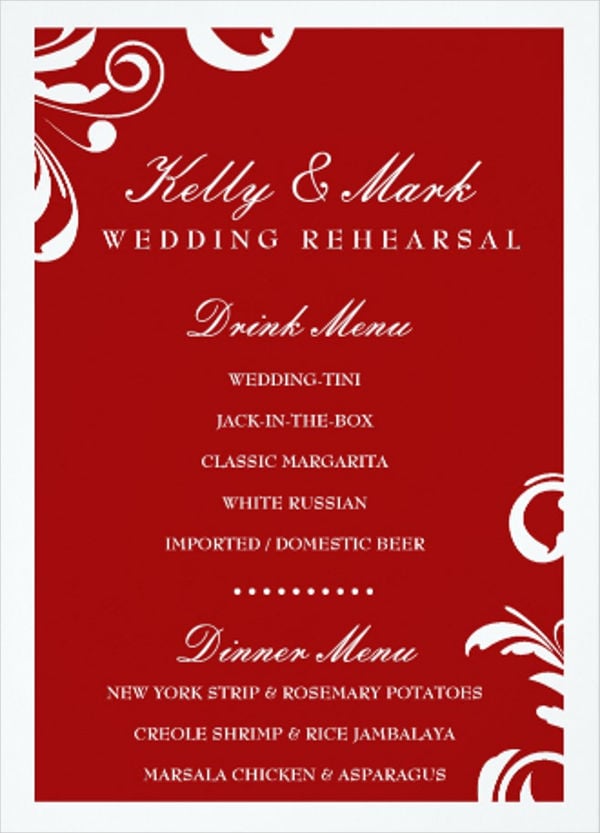 wedding cocktail party menu