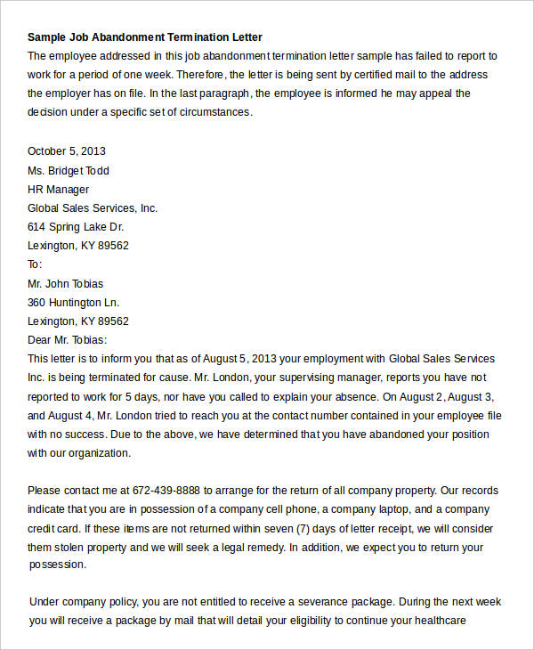 41+ Sample Termination Letter Templates Word, PDF,AI