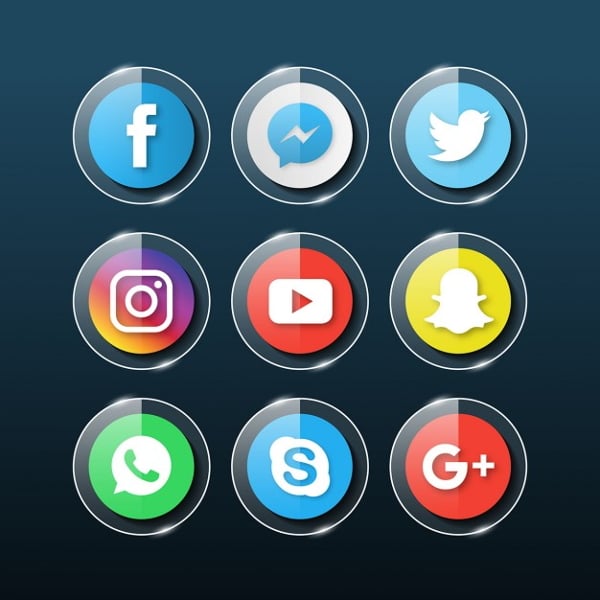 social glass icons
