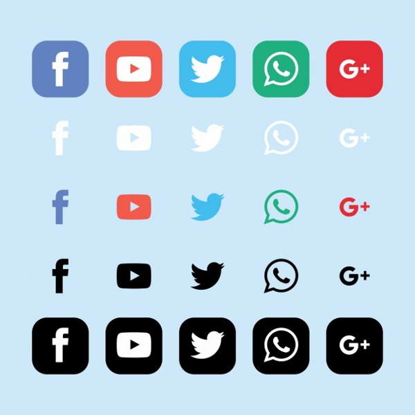 blue social network icons