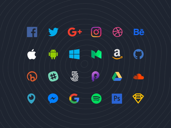 flat social icons