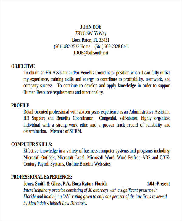 administrative assistant work resume