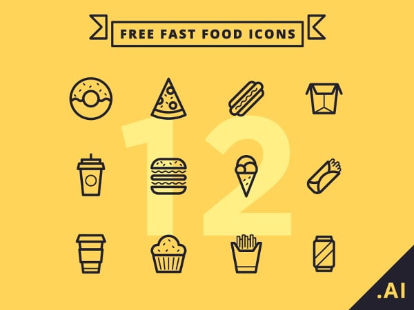 flat fast food icons
