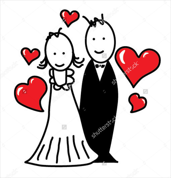 cartoon wedding couple logo