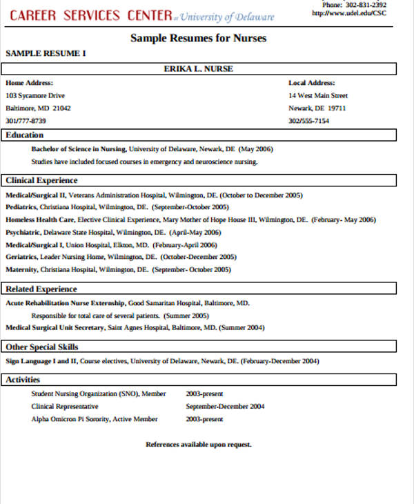 nursing work experience resume1