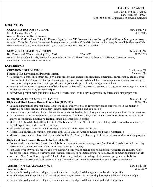 business school resume template