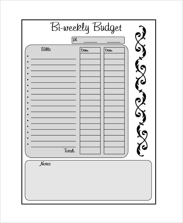 Printable Bi Weekly Budget Templates At Bi Weekly Budget Template 