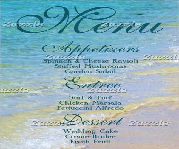 black tie beach event menu