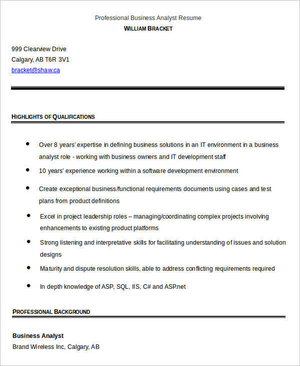 13+ Business Resume Templates in Word