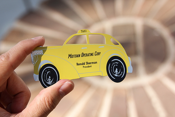 yellow taxi metal business card