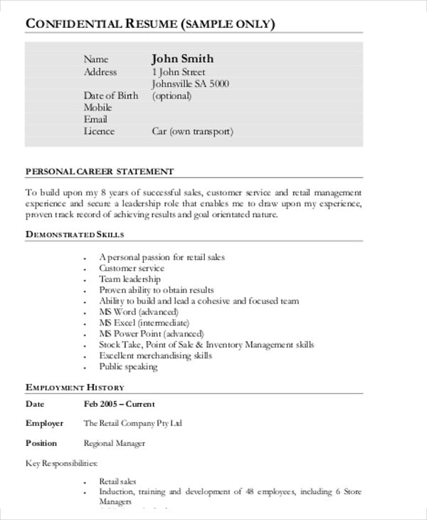 retail business owner resume