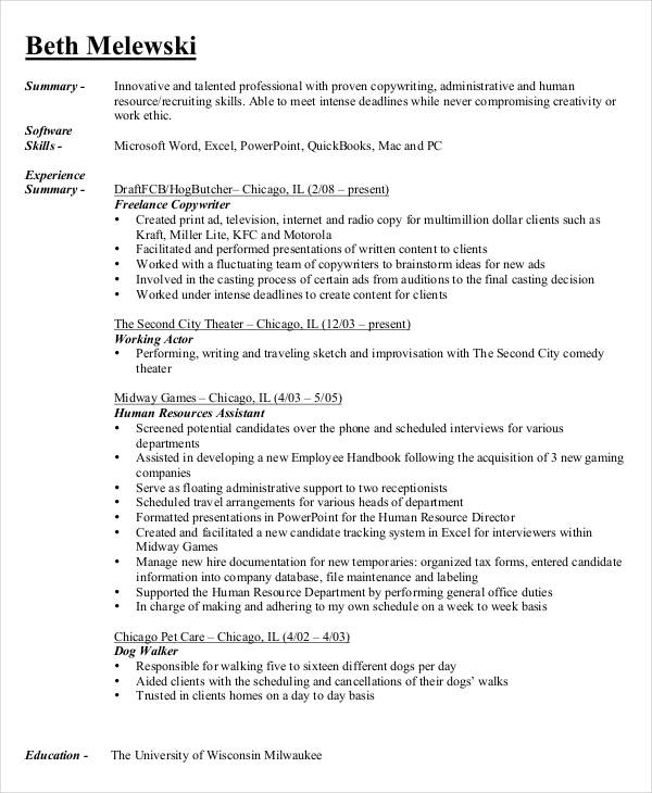 professional administrative resume sample