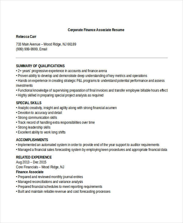 finance resume writers