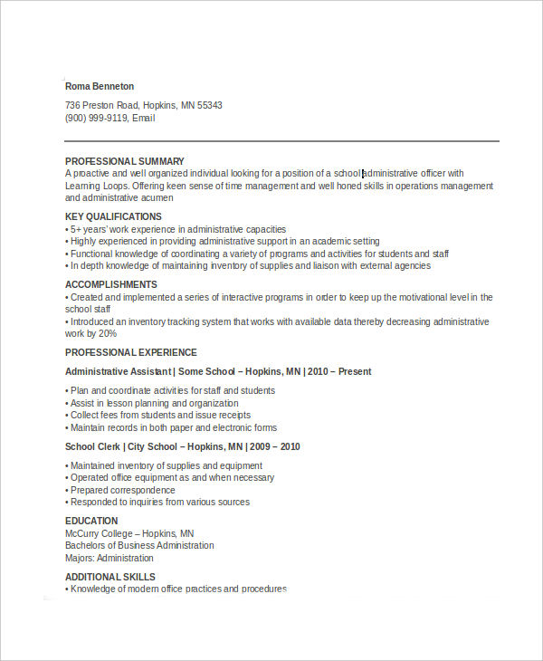 37+ Professional Administrative Resume Templates - Pdf, Doc