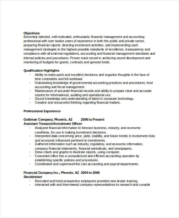 40  basic finance resume templates