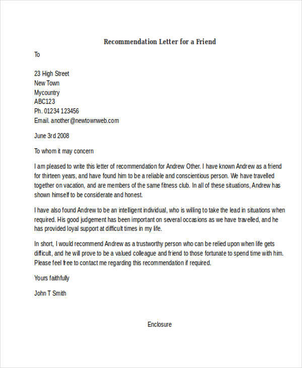 45+ Free Recommendation Letter Templates