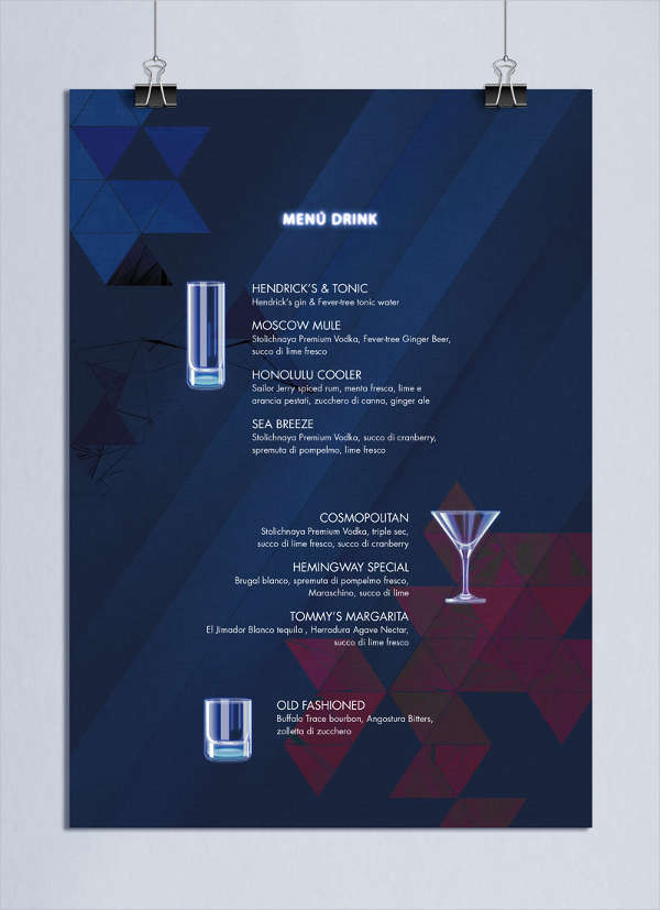 cocktail drink party menu