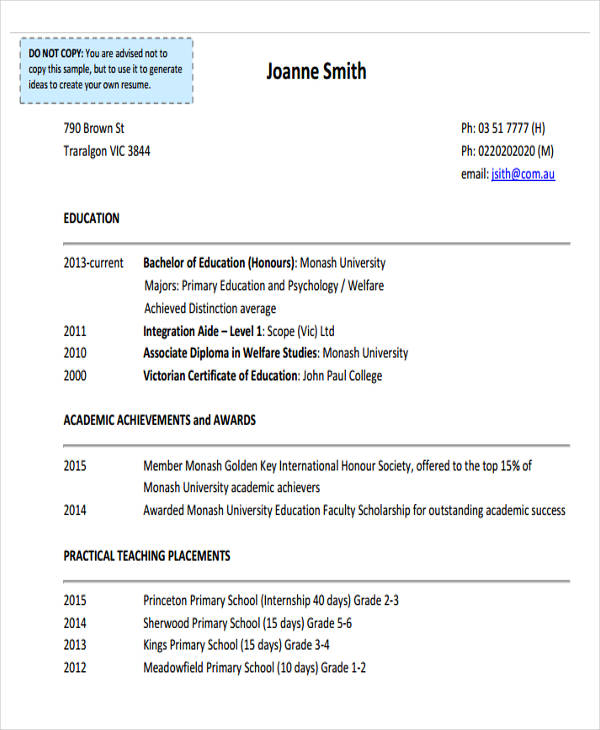resume template with education first